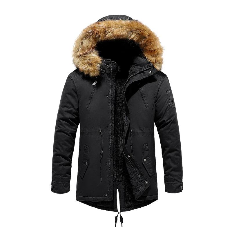 Winterjacke Parkas Für Herren Aus Baumwolle Dickes Fleece Warmer Kragen Kapuze Parka Lässig Mehrere Taschen Winddichte Jacken - Grün