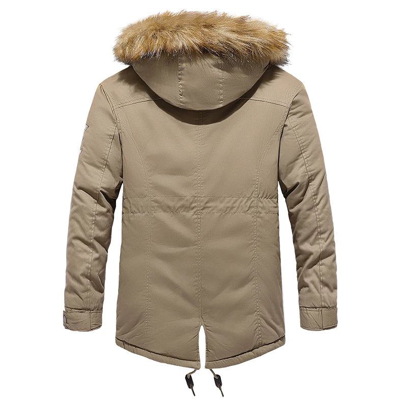 Winterjacke Parkas Für Herren Aus Baumwolle Dickes Fleece Warmer Kragen Kapuze Parka Lässig Mehrere Taschen Winddichte Jacken - Grün