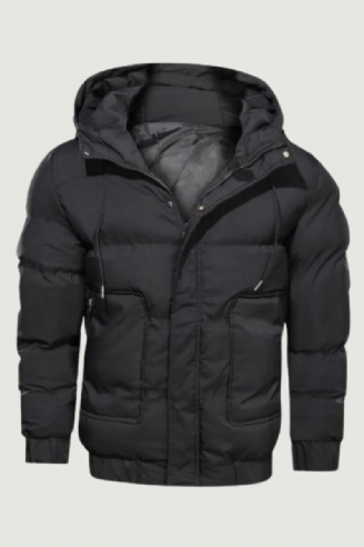 Winterjacke Parkas Für Herren Einfarbig Mit Kapuze Reißverschluss Dicke Warme Mäntel Wasserdichte Herrenparkas Herrenjacken Und -mäntel