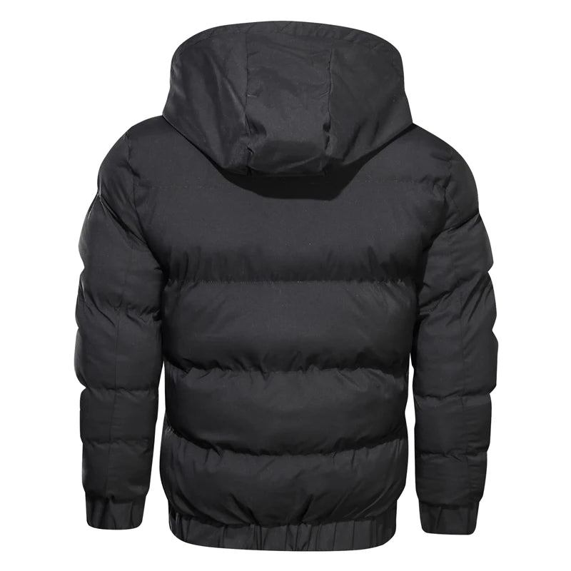 Winterjacke Parkas Für Herren Einfarbig Mit Kapuze Reißverschluss Dicke Warme Mäntel Wasserdichte Herrenparkas Herrenjacken Und -mäntel - Schwarz