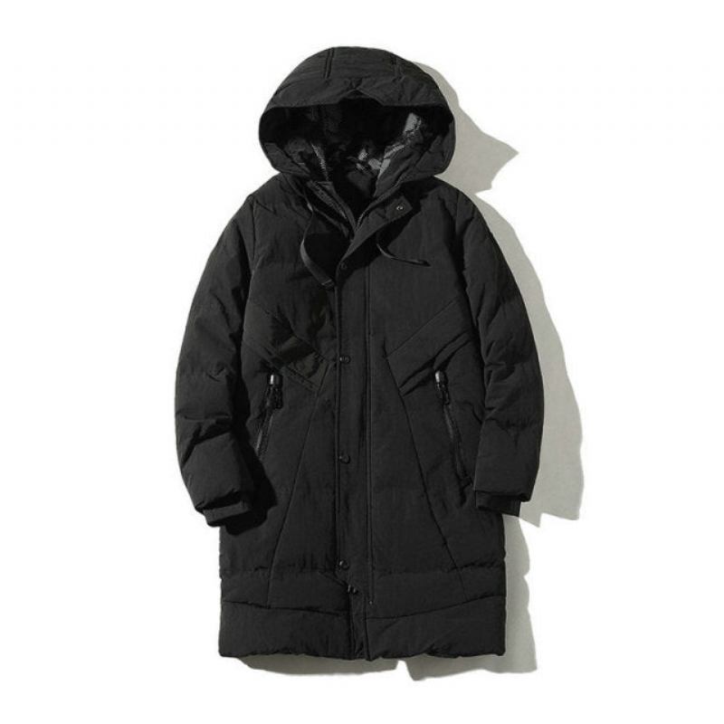 Wintermantel Mit Kapuze Herren Winterkleidung Dicke Warme Winddichte Parka-jacke Für - Schwarz