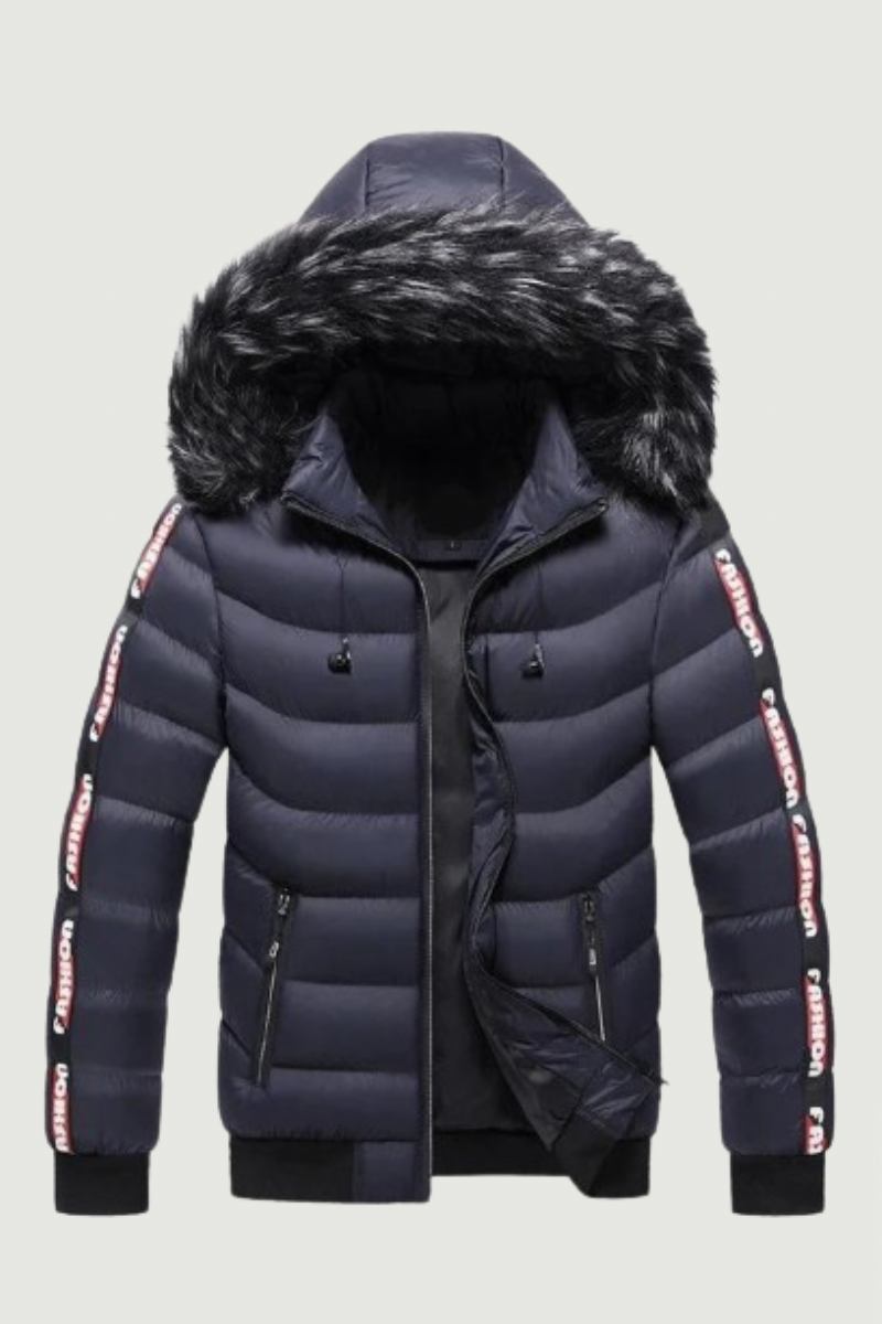 Winterparka Für Herren Aus Samt Pelzkragen Kapuze Plus Dicker Warmer Samtparka Jacke