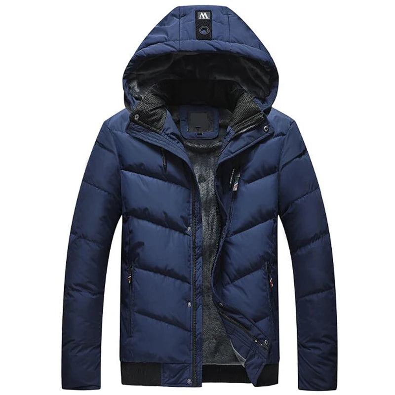 Winterparka Für Herren Mit Kapuze Dicke Warme Jacke Mäntel Wasserdichte Wollfütterung Herren-oberbekleidung Parka Herrenbekleidung - Schwarz