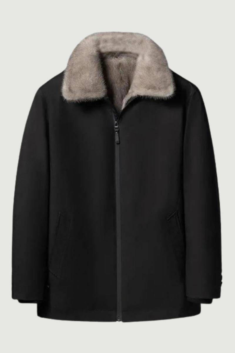 Winterparka Für Herren Nerzpelz Lässige Jacke Pelz Stehkragen Winterjacke Und -mantel