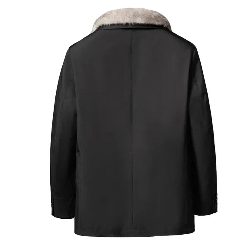 Winterparka Für Herren Nerzpelz Lässige Jacke Pelz Stehkragen Winterjacke Und -mantel - Schwarz