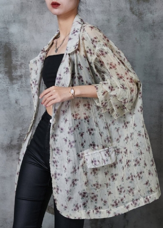 Aprikosenfarbener Chiffon-cardigan Mit Lsf 50+ Übergroß Für Den Sommer