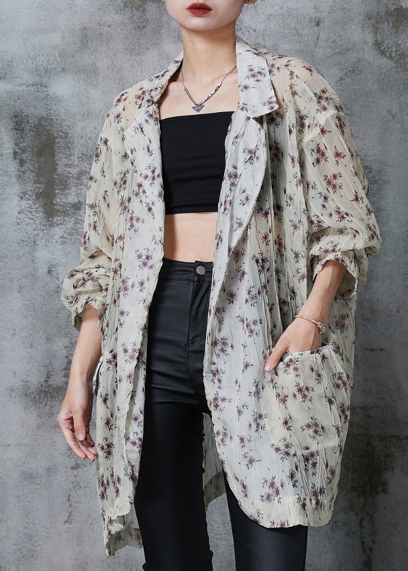 Aprikosenfarbener Chiffon-cardigan Mit Lsf 50+ Übergroß Für Den Sommer - Damen-Cardigans