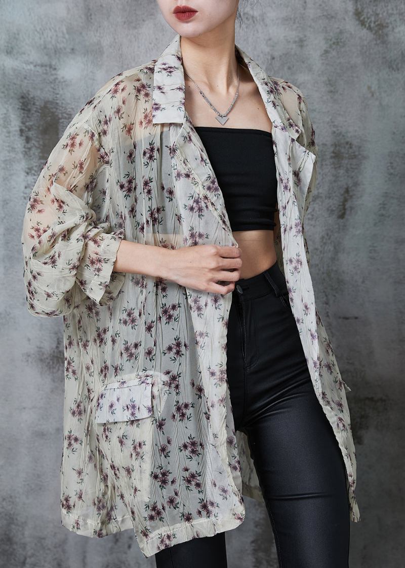 Aprikosenfarbener Chiffon-cardigan Mit Lsf 50+ Übergroß Für Den Sommer - Damen-Cardigans