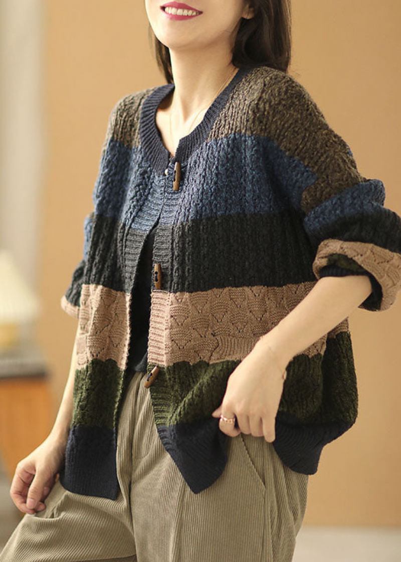 Böhmischer Rundhals-strickcardigan Mit Knopf Für Den Herbst Mantel - Damen-Cardigans