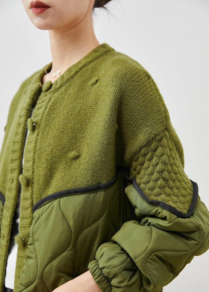 Boutique Grüne Übergroße Patchwork-strickstrickjacken Frühling - Damen-Cardigans