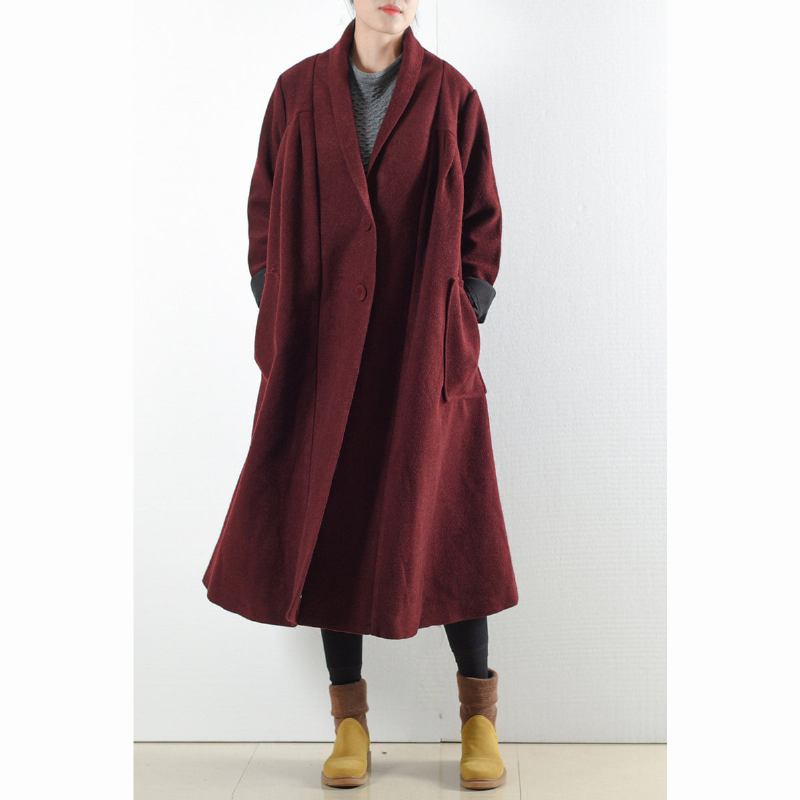 Burgunderfarbene Wollmäntel Winter 2024. Trenchcoats Übergrößen-strickjacken - Damen-Cardigans