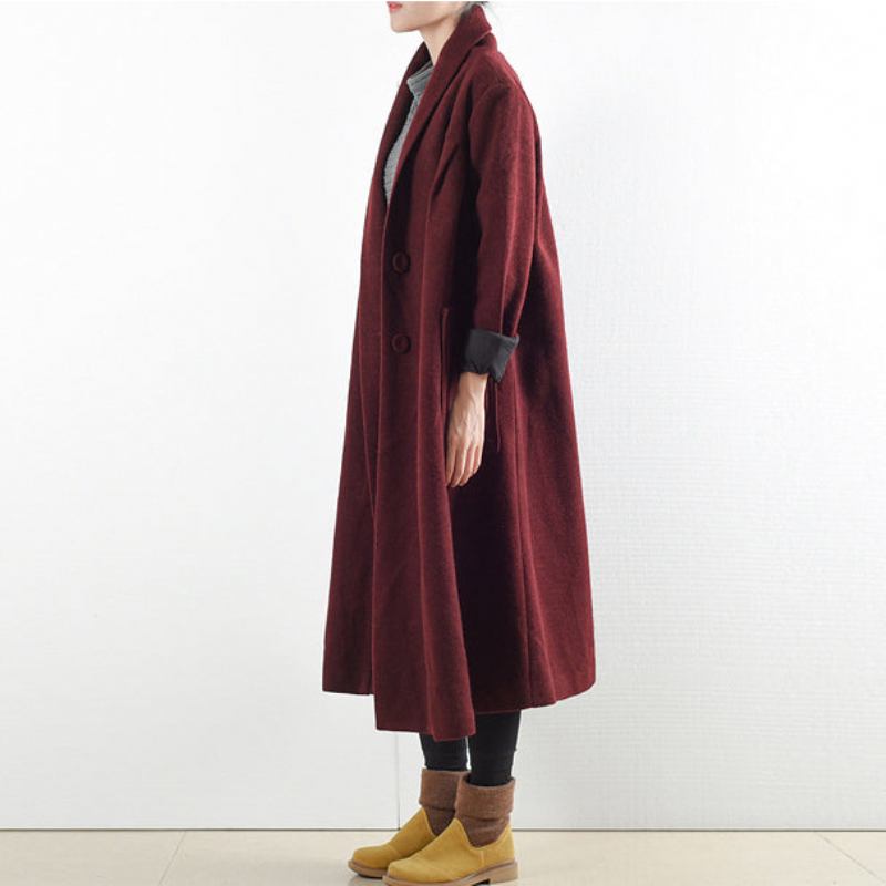 Burgunderfarbene Wollmäntel Winter 2024. Trenchcoats Übergrößen-strickjacken - Damen-Cardigans