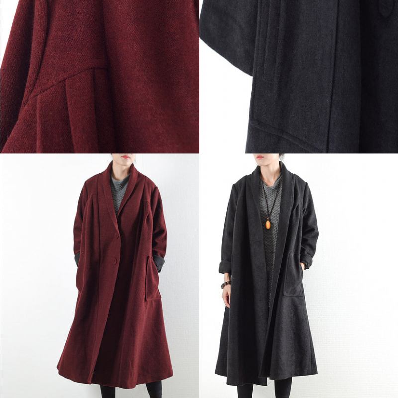 Burgunderfarbene Wollmäntel Winter 2024. Trenchcoats Übergrößen-strickjacken - Damen-Cardigans