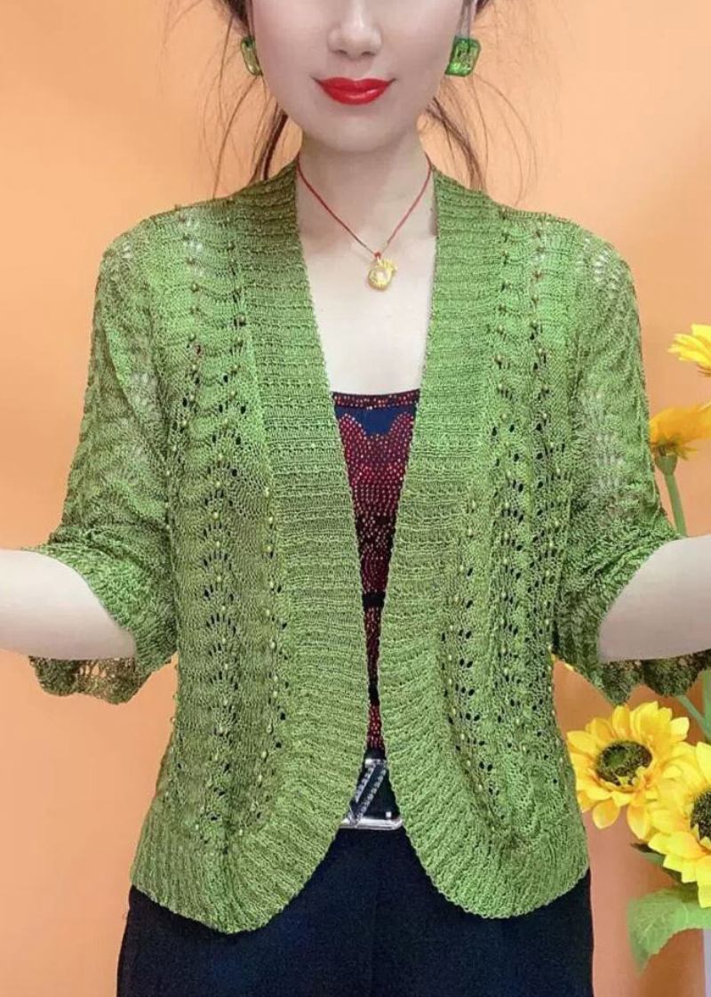 Einfache Weiße V-ausschnitt-strickcardigans Mit Aushöhlung Für Armreifärmel - Damen-Cardigans