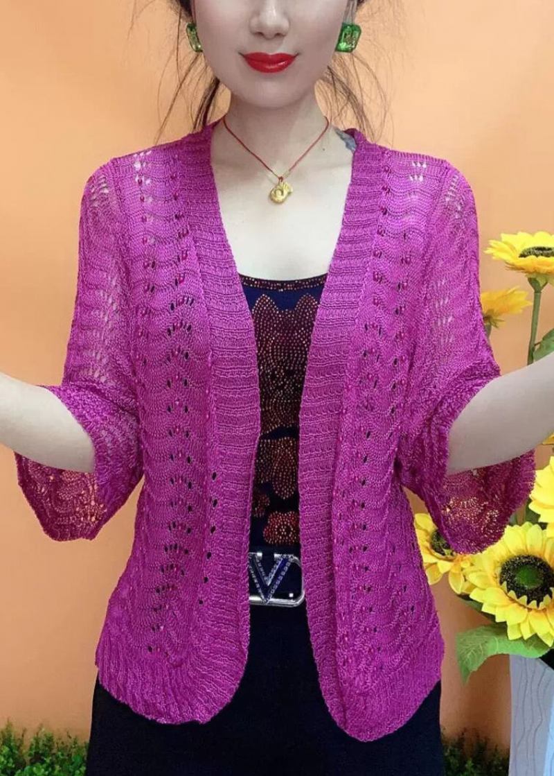 Einfache Weiße V-ausschnitt-strickcardigans Mit Aushöhlung Für Armreifärmel - Damen-Cardigans