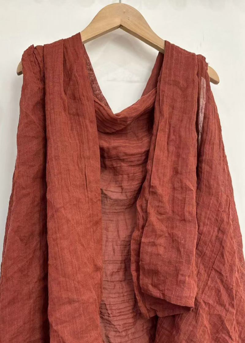 Einfacher Asymmetrischer Leinen-cardigan In Rot Mit Ärmeln - Damen-Cardigans