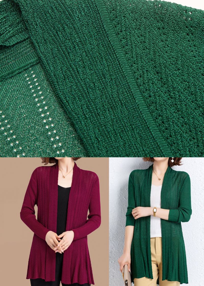 Einzigartiger Grüner Patchwork-cardigan Mit Aussparungen Und Falten Für Den Herbst - Damen-Cardigans