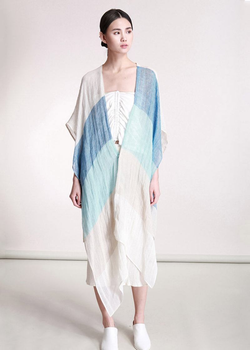 Hellblaue Asymmetrische V-ausschnitt-cardigan Sommer