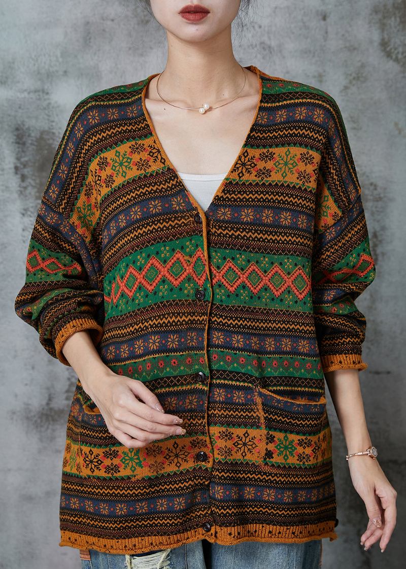 Kaffeefarbener Ausgehöhlter V-ausschnitt-cardigan Für Damen Frühling - Damen-Cardigans