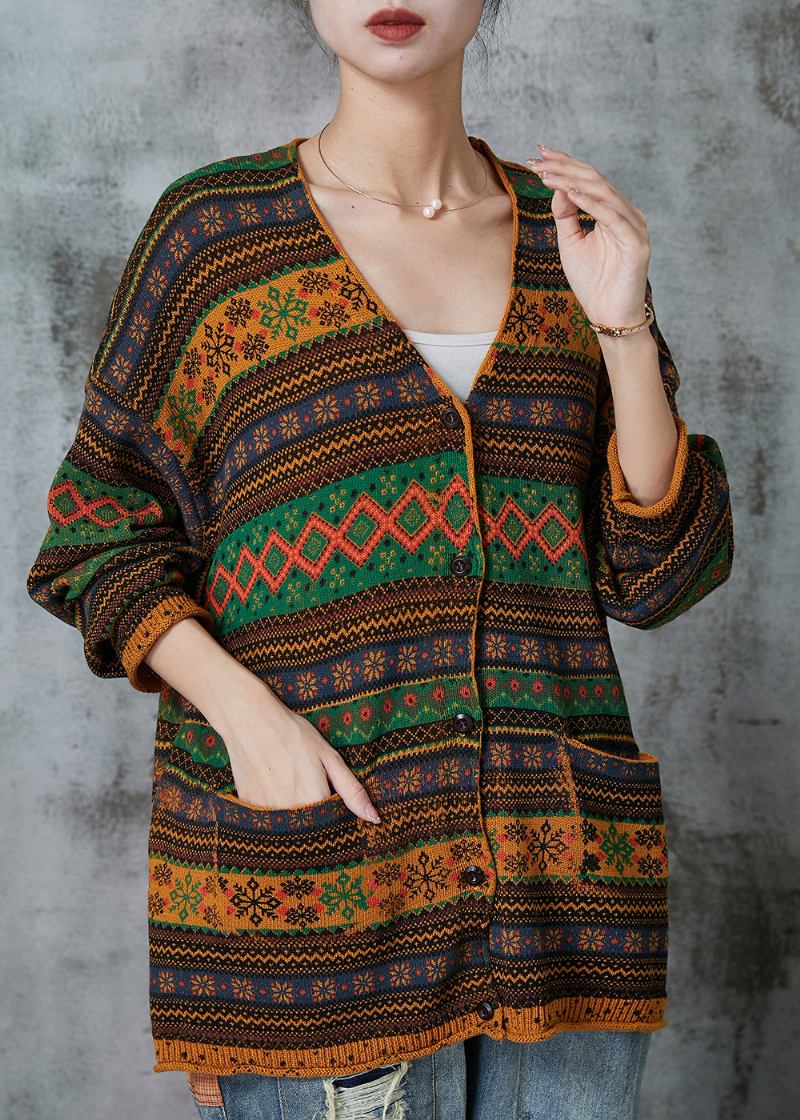 Kaffeefarbener Ausgehöhlter V-ausschnitt-cardigan Für Damen Frühling - Damen-Cardigans