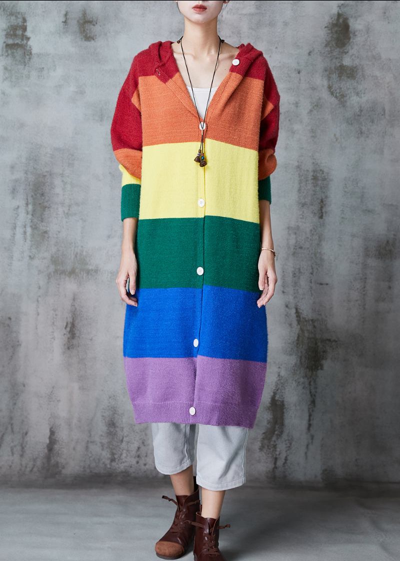 Lange Strickjacken Mit Regenbogen-kapuze Für Damen Für Den Frühling - Damen-Cardigans