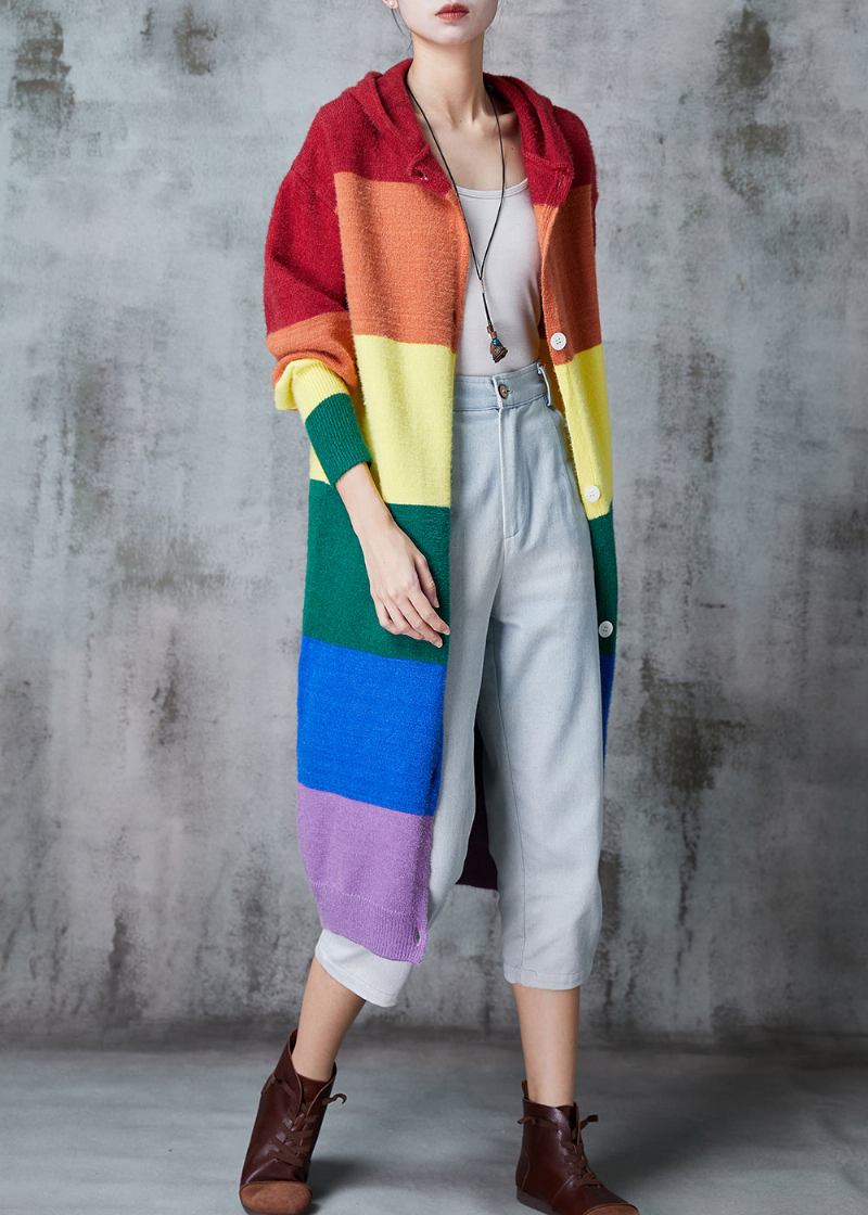 Lange Strickjacken Mit Regenbogen-kapuze Für Damen Für Den Frühling - Damen-Cardigans