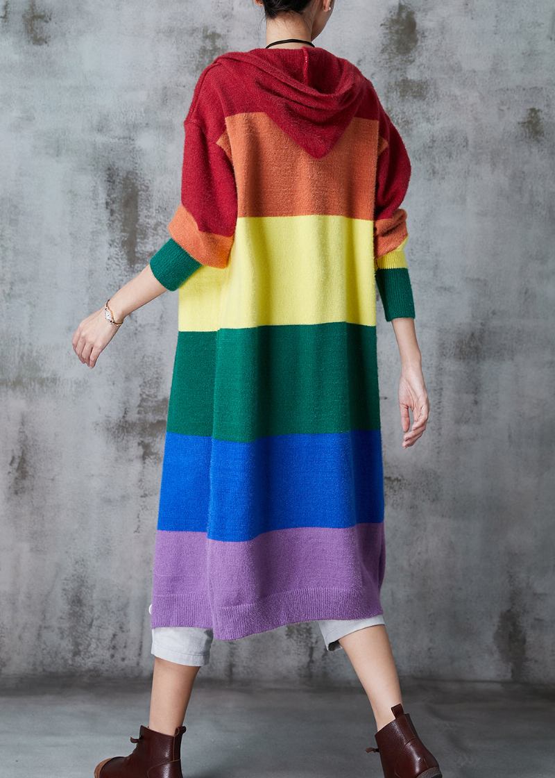 Lange Strickjacken Mit Regenbogen-kapuze Für Damen Für Den Frühling - Damen-Cardigans