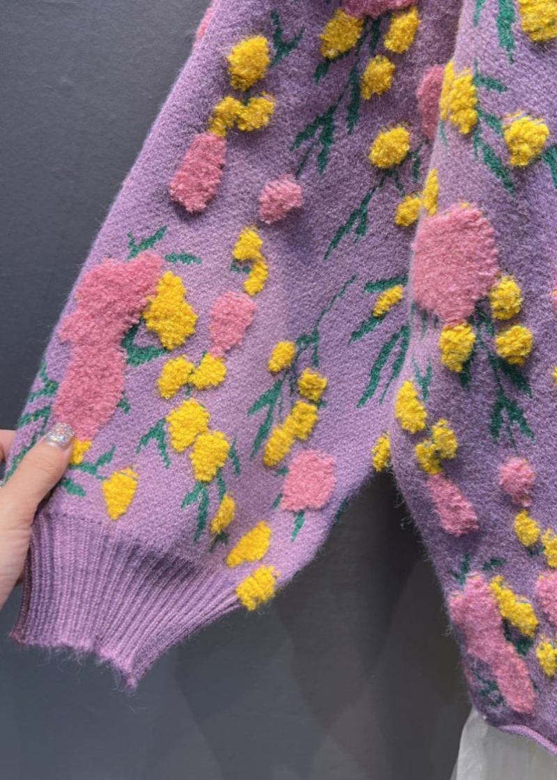 Lange Strickmäntel Mit Blumenmuster Und Knöpfen In Übergröße - Damen-Cardigans