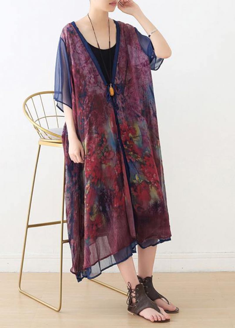 Langer Cardigan Mit Französischem Print Und Fledermausärmeln - Damen-Cardigans