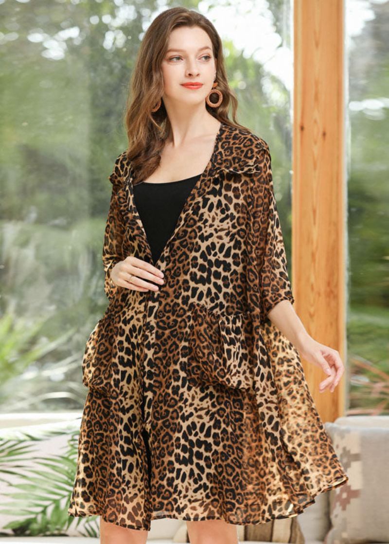 Leopard Chiffon Upf 50+ Cardigan Kapuzentaschen Sommer