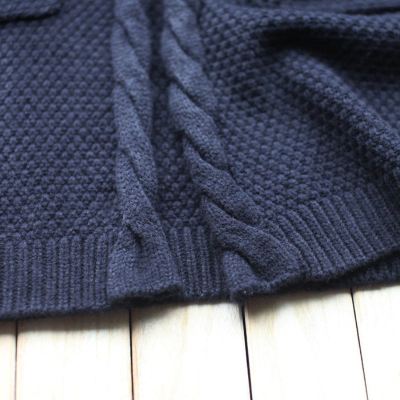 Neue Dunkelblaue Vintage-baumwollpullover-strickjacken Übergrößen Langärmliger Strickmantel - Damen-Cardigans