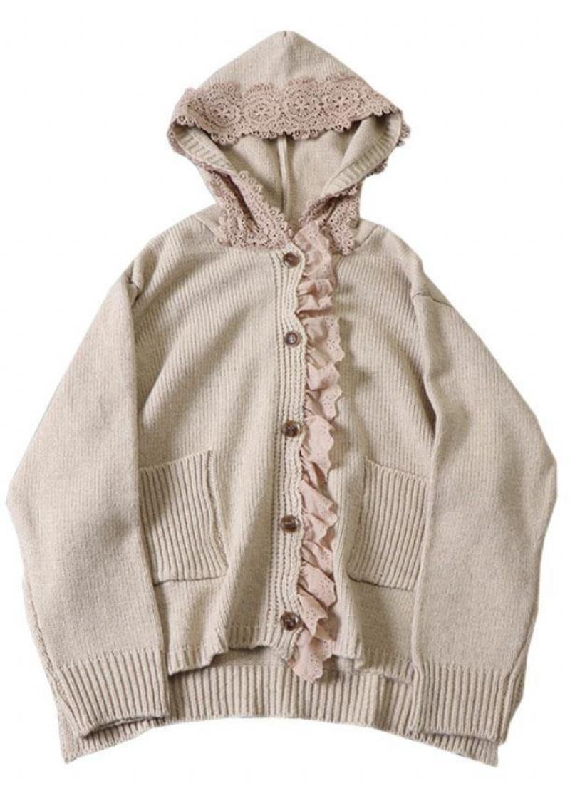 Neue Lässige Langärmlige Herbstpulloverjacke In Schokoladenbraun - Beige