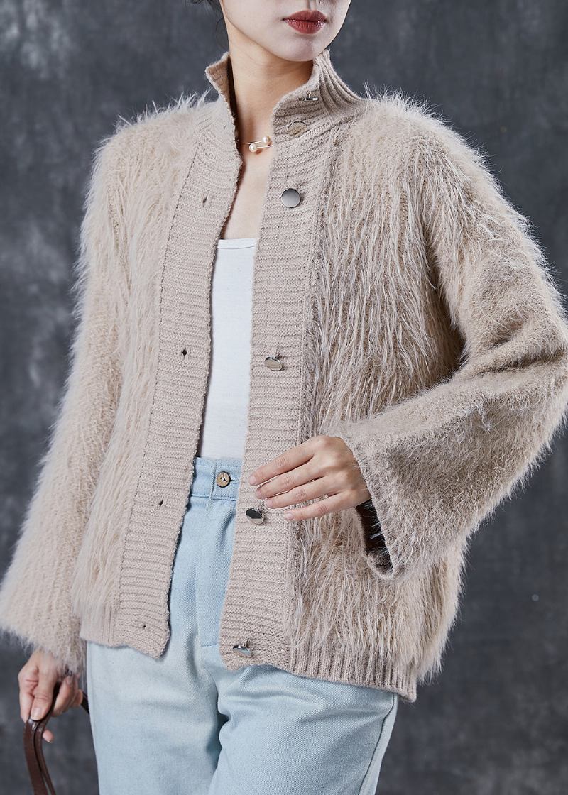 Schöner Dicker Gemütlicher Khaki-strickcardigan Frühling