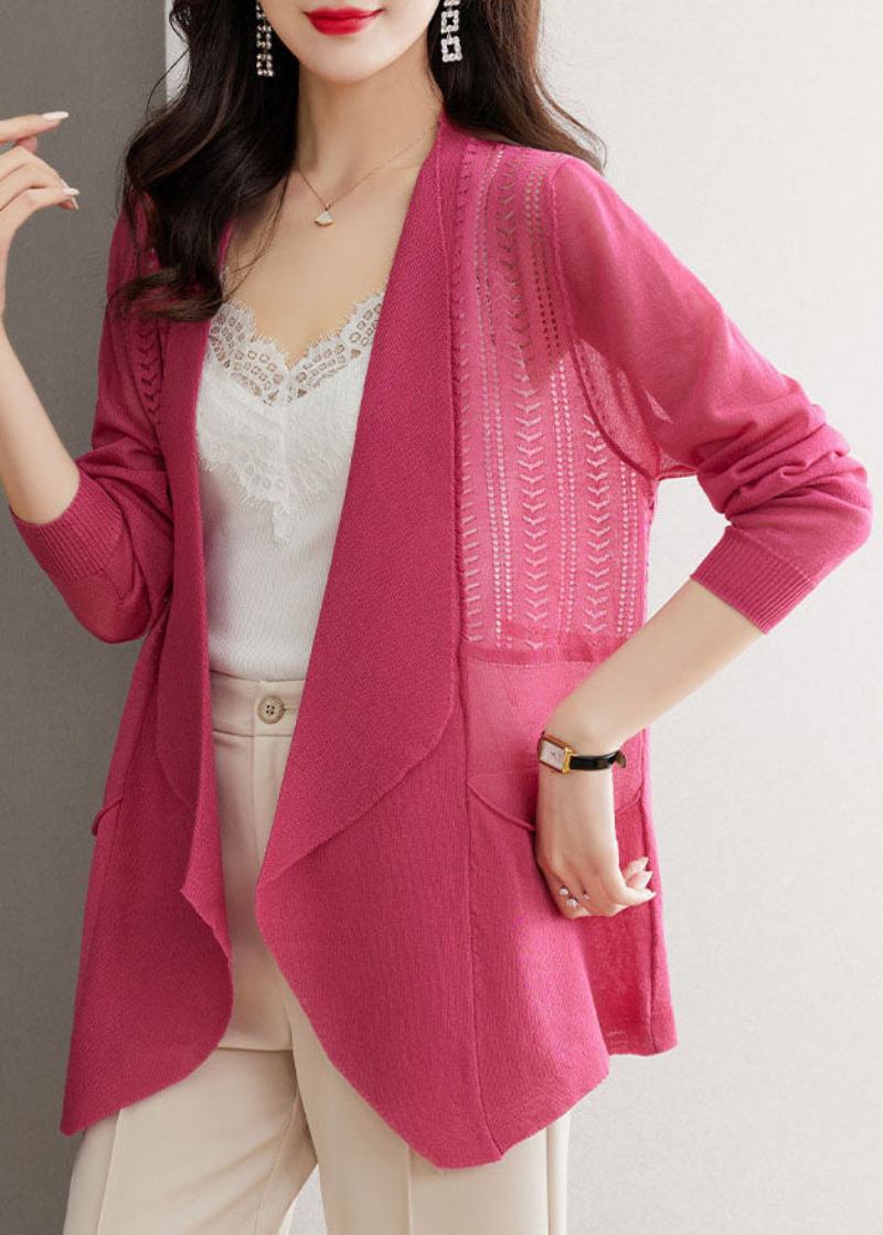 Slip Rosa Mit Eingekerbten Taschen Sommer-strickjacke In Ice Size - Rosa