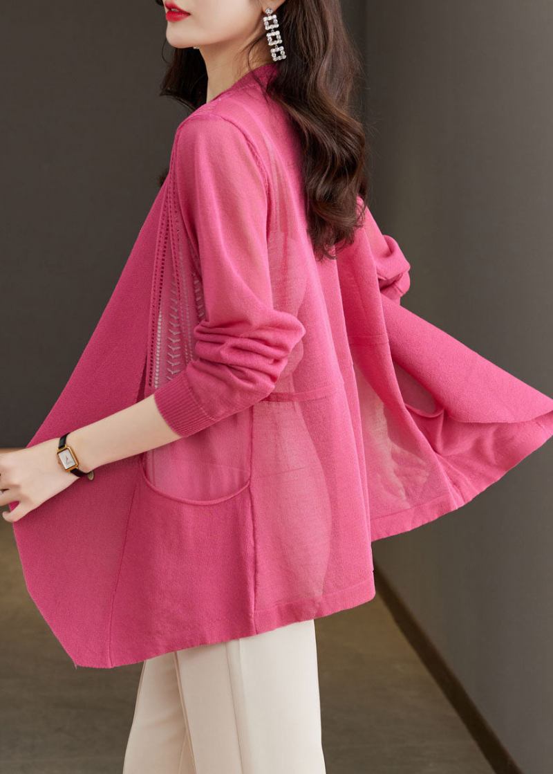 Slip Rosa Mit Eingekerbten Taschen Sommer-strickjacke In Ice Size - Rosa