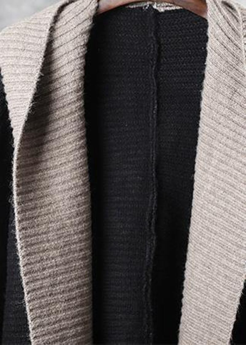 Süße Schwarze Strickoberbekleidung Übergrößen Hautfarbene Strick-sweatshirts Mit Kapuze - Damen-Cardigans