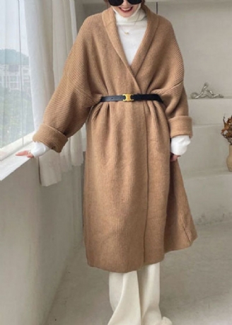 Übergröße Vintage Khaki Lässiger Strick-cardigan Winter