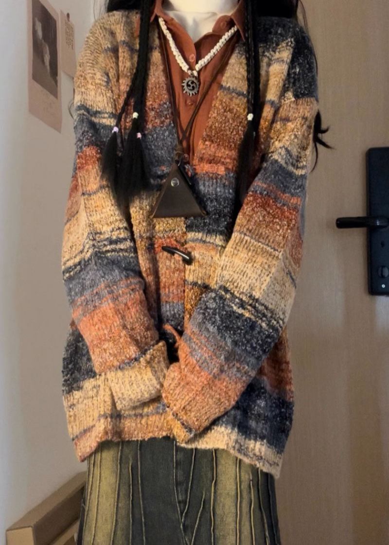 Vintage-cardigan Mit V-ausschnitt Und Print Gestrickt Aus Baumwollgarn Langärmlig