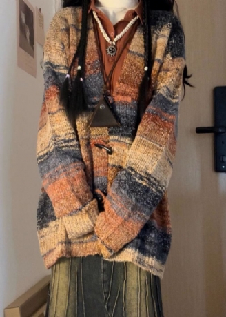 Vintage-cardigan Mit V-ausschnitt Und Print Gestrickt Aus Baumwollgarn Langärmlig