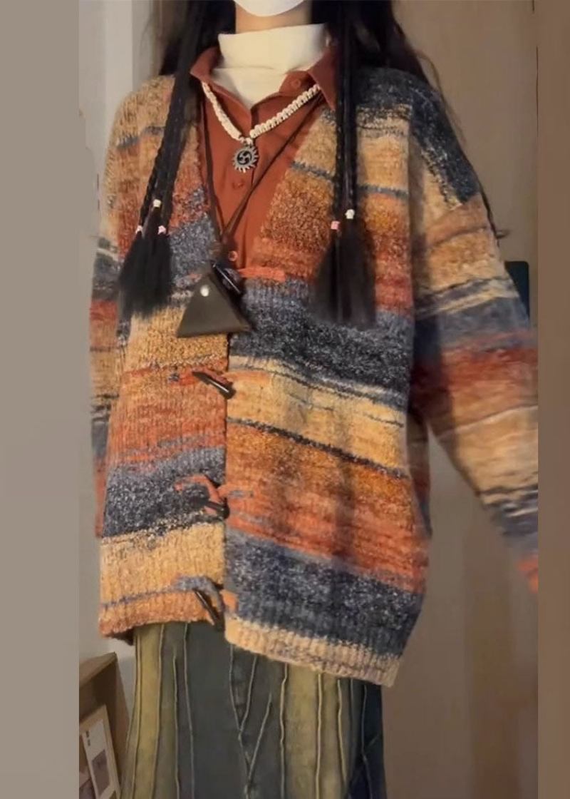 Vintage-cardigan Mit V-ausschnitt Und Print Gestrickt Aus Baumwollgarn Langärmlig - Damen-Cardigans