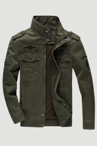 Armee-militärjacke Für Herren Frühling Herbst Gewaschener Baumwollmantel Mehrere Taschen Piloten-bomber Taktische Fliegerjacke