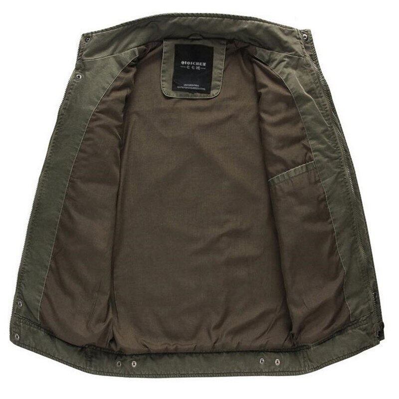 Armee-militärjacke Für Herren Frühling Herbst Gewaschener Baumwollmantel Mehrere Taschen Piloten-bomber Taktische Fliegerjacke - Schwarz