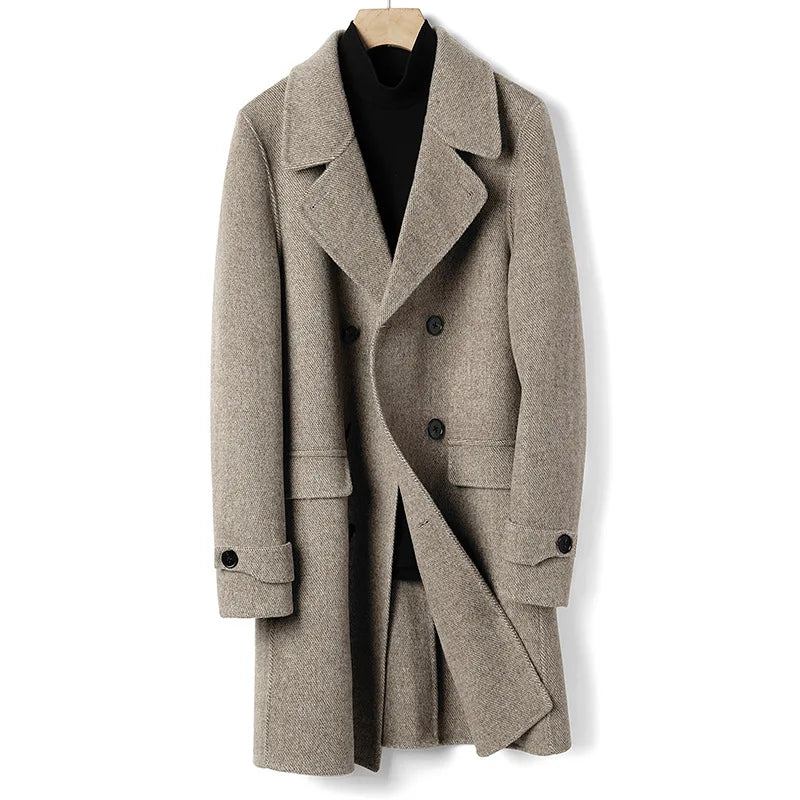 Australischer Business-casual-mantel Für Herren Schmaler Zweireihiger Trenchcoat - Braun