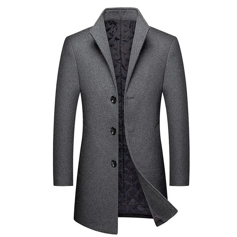 Boutique-wollmischung Lässiger Business-wollmantel Für Herren Dick Warm Und Wolljacke Mit Stehkragen Für - schwarz