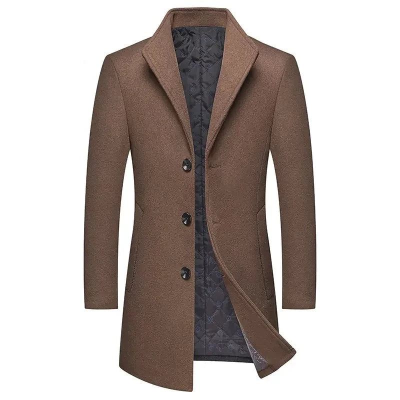 Boutique-wollmischung Lässiger Business-wollmantel Für Herren Dick Warm Und Wolljacke Mit Stehkragen Für - schwarz