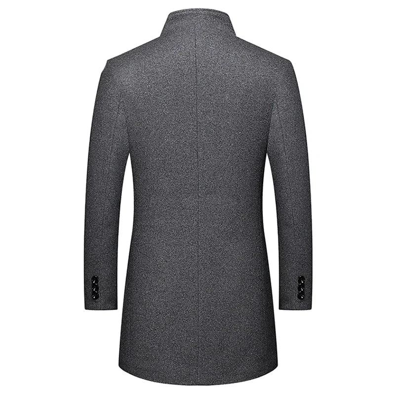 Boutique-wollmischung Lässiger Business-wollmantel Für Herren Dick Warm Und Wolljacke Mit Stehkragen Für - schwarz