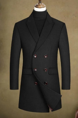 Britischer Woll-windjacken-mantel Für Männer Einfarbig Trendiger Herrenmantel Slim Fit Eleganter Business-trenchcoat