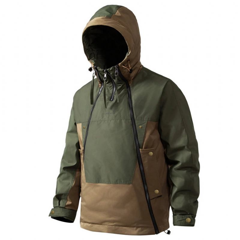 Daunenjacke Für Herren Winter-pufferjacke Farbblock-patchwork-mäntel Winter-cargo-daunenmantel Campingjacken - grün