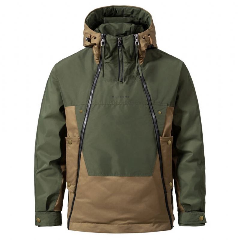 Daunenjacke Für Herren Winter-pufferjacke Farbblock-patchwork-mäntel Winter-cargo-daunenmantel Campingjacken - grün