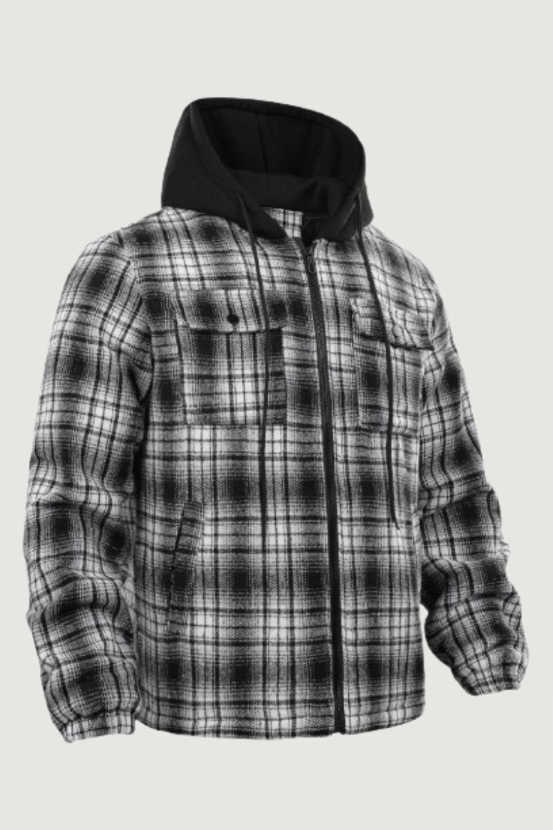 Dickes Kariertes Hemd Jacke Herren Herbst/winter Lässig Vielseitig Locker Reißverschluss Kapuzenjacke